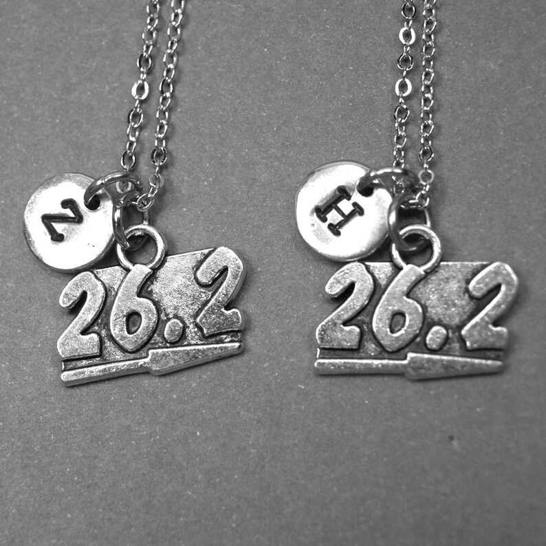 bff necklace athletic jewelry personalized necklace marathon jewelry sports jewelry initial charm best friend jewelry 26.2 necklace