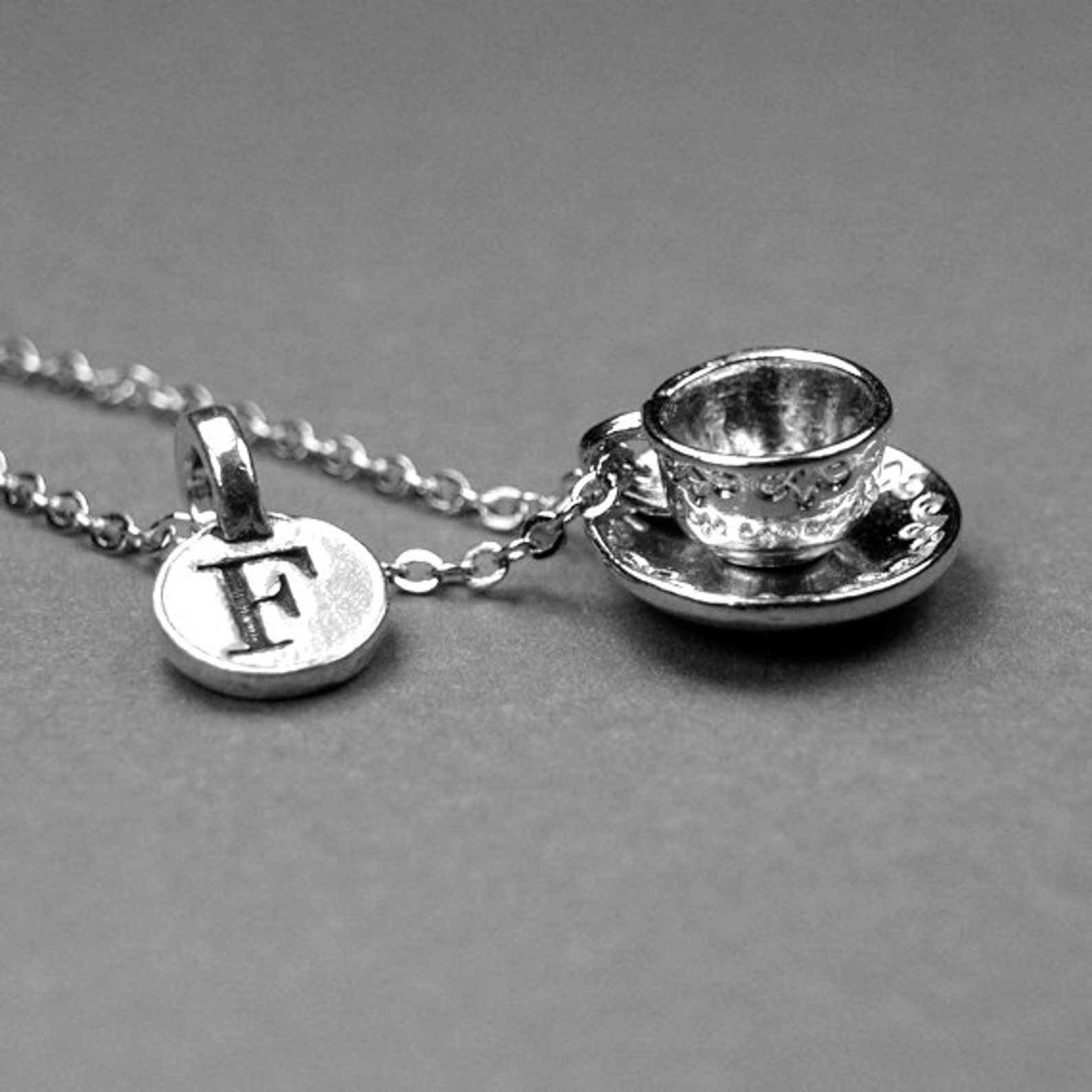 Tea Cup and Saucer Necklace Coffee Cup Necklace Tea Cup Etsy