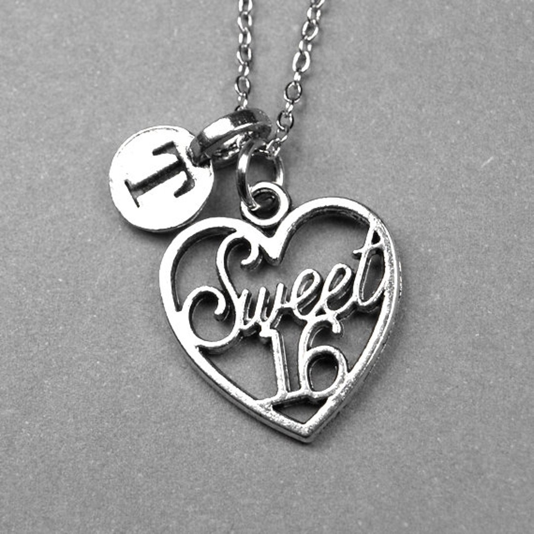 Sweet 16 Necklace Sweet Sixteen Charm Heart Silver Plated 