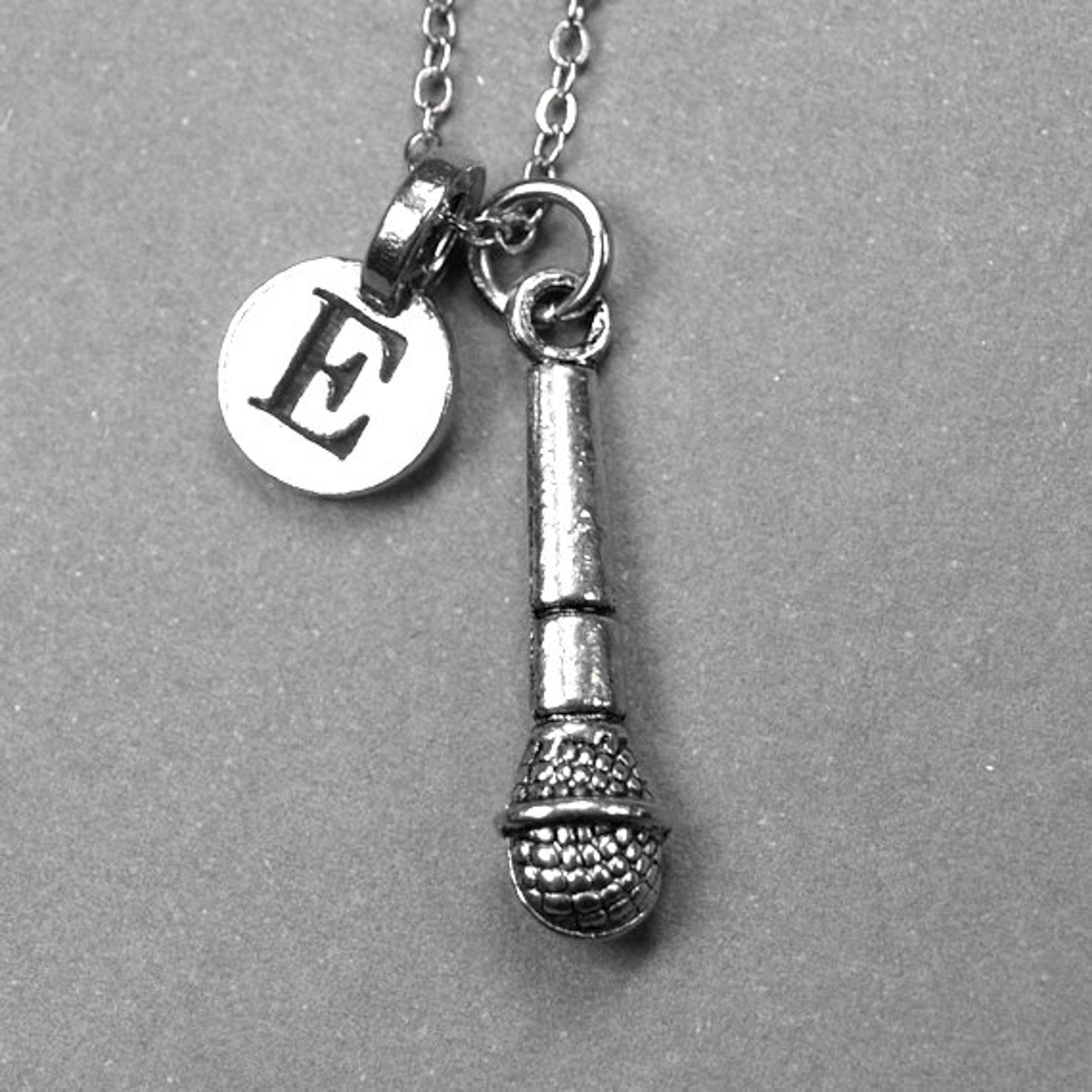 Microphone Necklace microphone pendant music initial Etsy