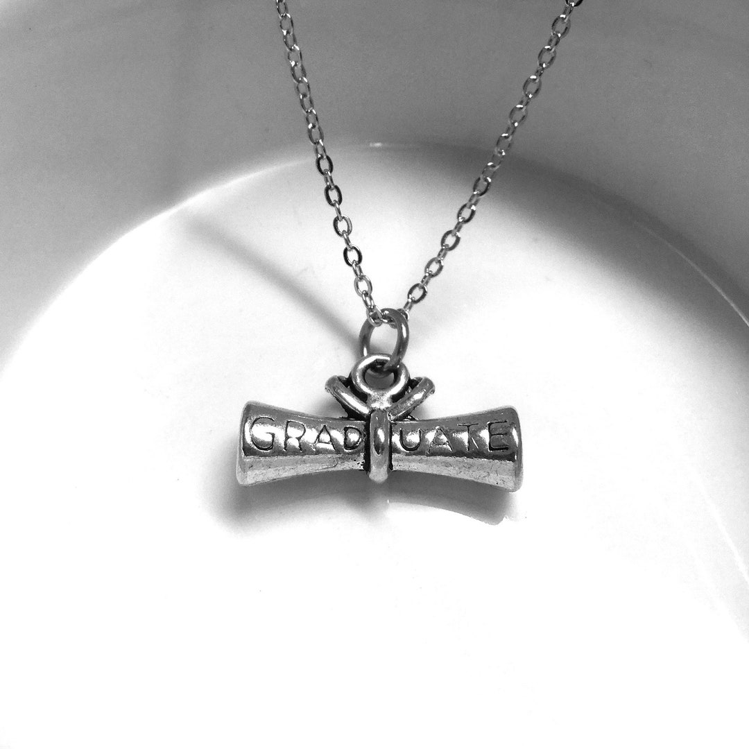 Graduation Necklace Graduation Charm Diploma Charm High Etsy