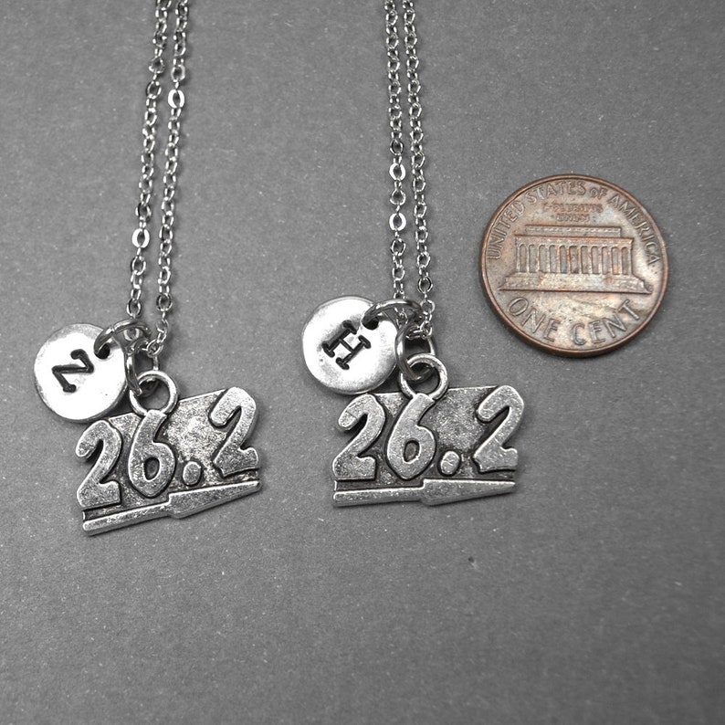 bff necklace athletic jewelry personalized necklace marathon jewelry sports jewelry initial charm best friend jewelry 26.2 necklace