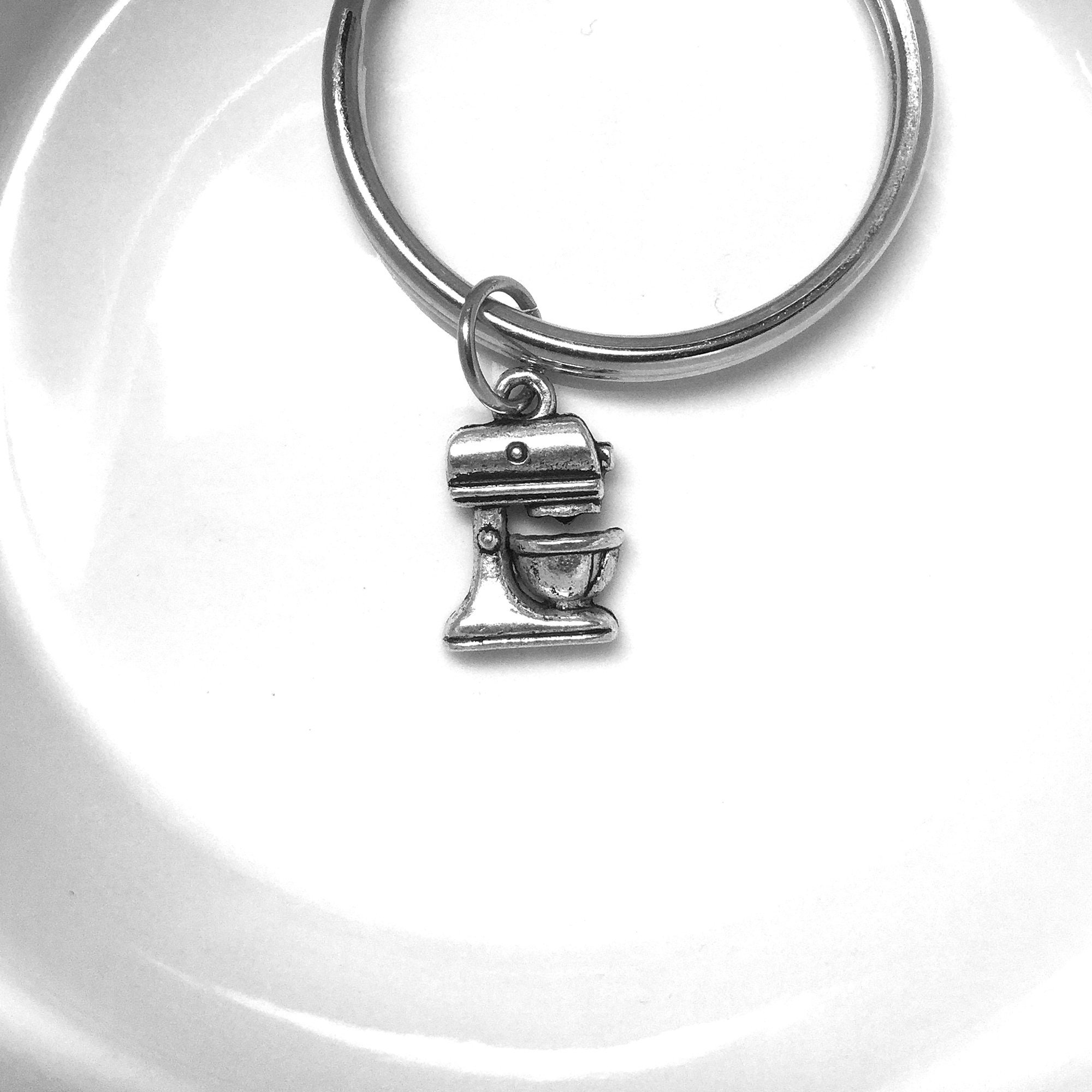 Pastry Chef Mixer Key Chain Charm in Sterling Silver