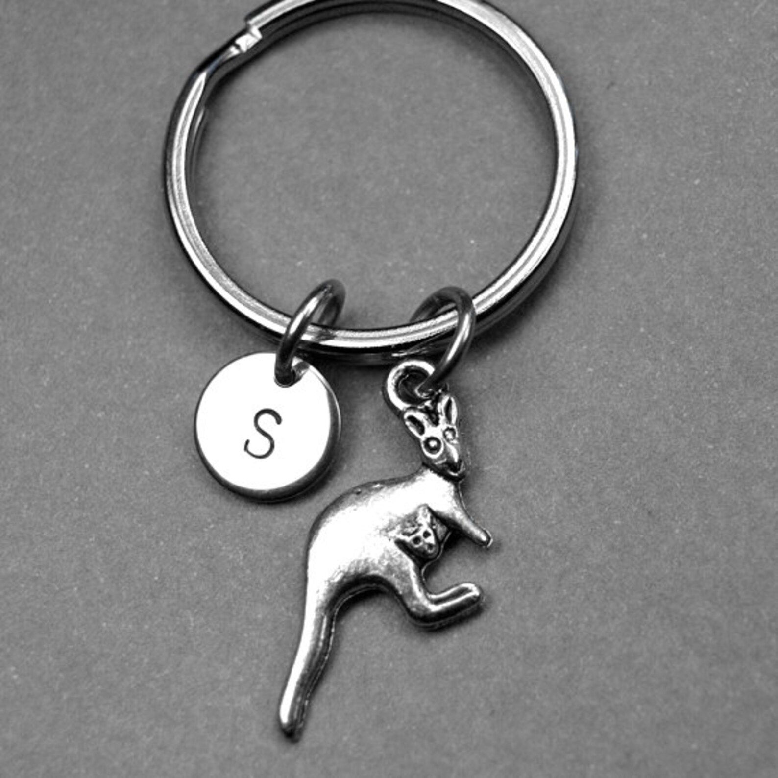 Kangaroo keychain Kangaroo charm personalized keychain Etsy