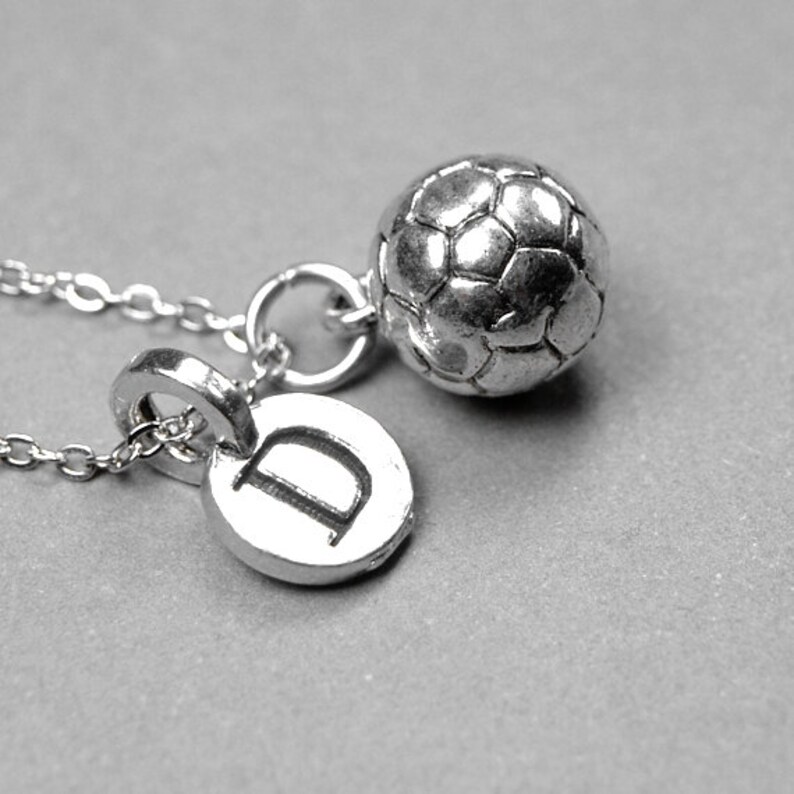Soccer Ball Necklace Small 3D Silver Plated Pewter Initial Etsy