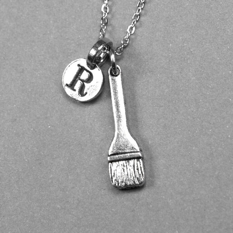 Paint Brush Charm Necklace Silver Plated Pewter Charm Silver Etsy