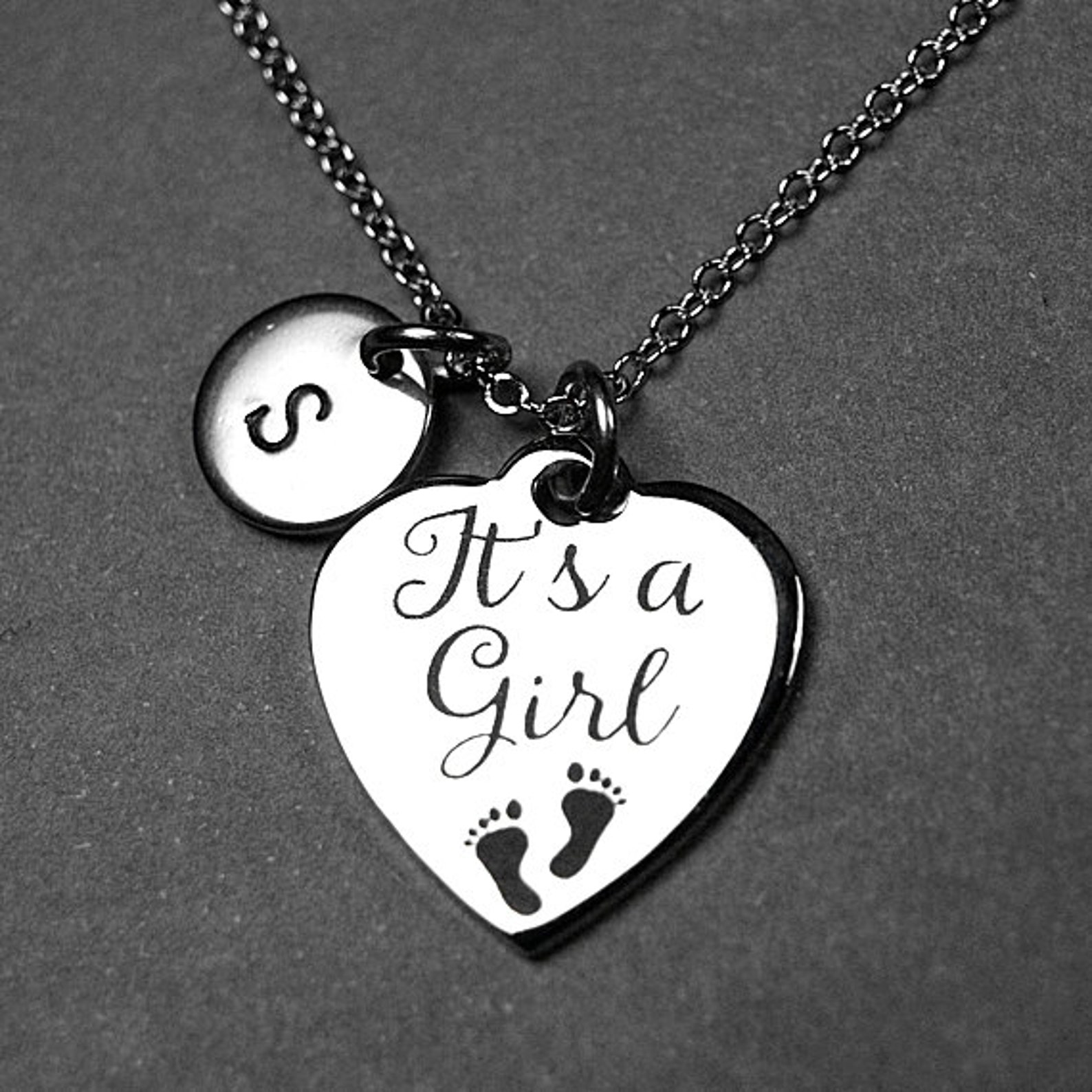 It's a Girl Necklace It's a Girl Charm Baby Etsy