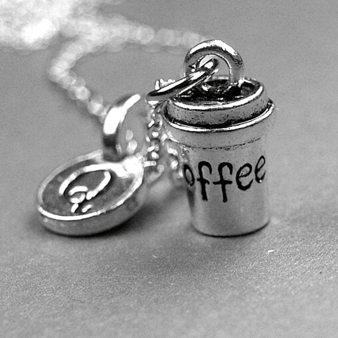 Coffee Cup Necklace Coffee Necklace Coffee Cup Charm Coffee Etsy
