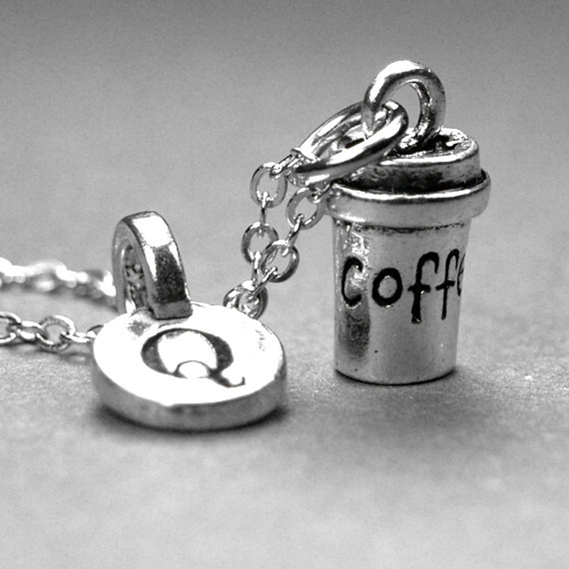 Coffee Cup Necklace Coffee Necklace Coffee Cup Charm Coffee Etsy