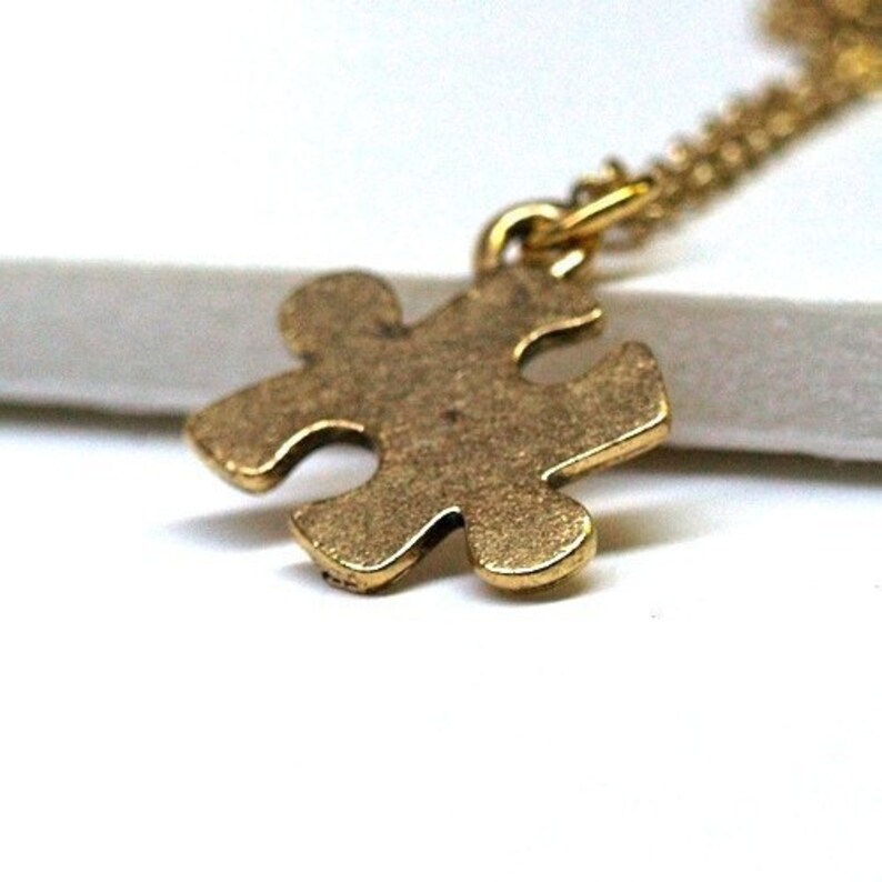 Gold Plated Puzzle Necklace Puzzle Necklace Puzzle Piece Etsy
