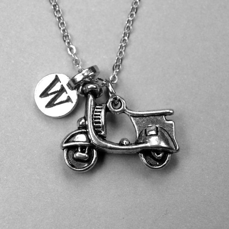 Vespa Necklace Scooter Necklace Motorcycle Necklace Initial Etsy