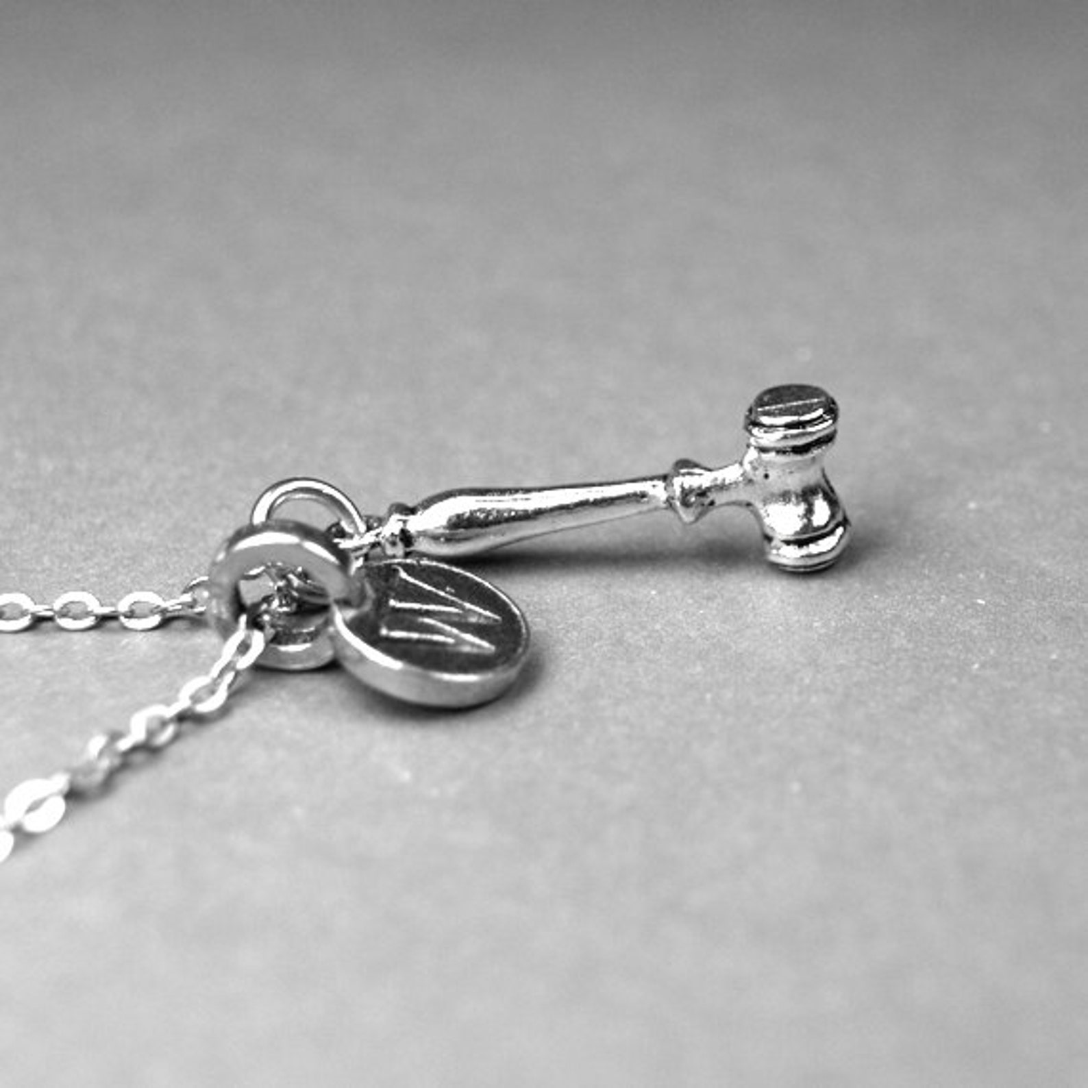 Gavel Necklace Gavel Charm Lawyer Necklace Law Necklace Etsy