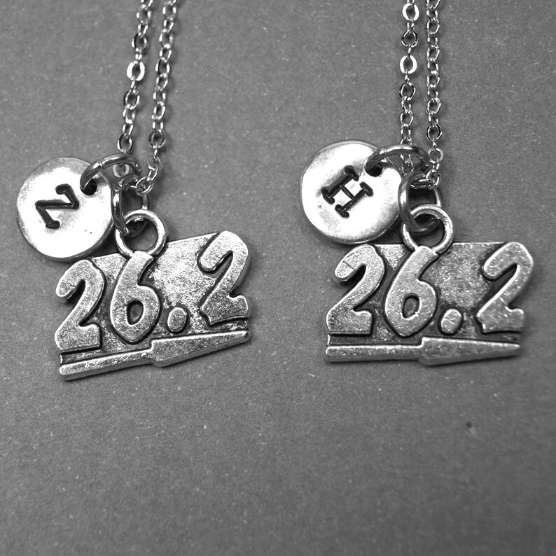 bff necklace athletic jewelry personalized necklace marathon jewelry sports jewelry initial charm best friend jewelry 26.2 necklace