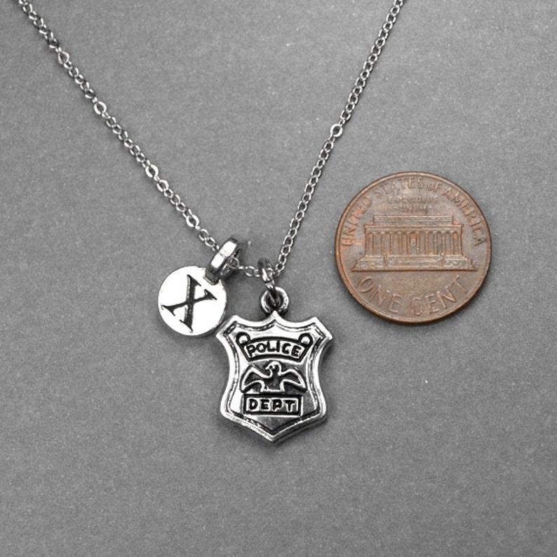 Police Badge Necklace Police Shield Charm Police Necklace Etsy