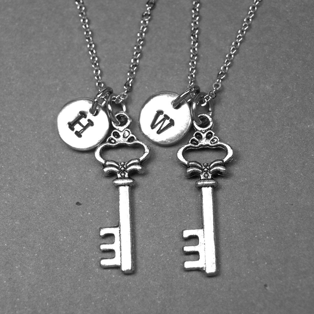 Best friend necklace skeleton key necklace key necklace bff Etsy
