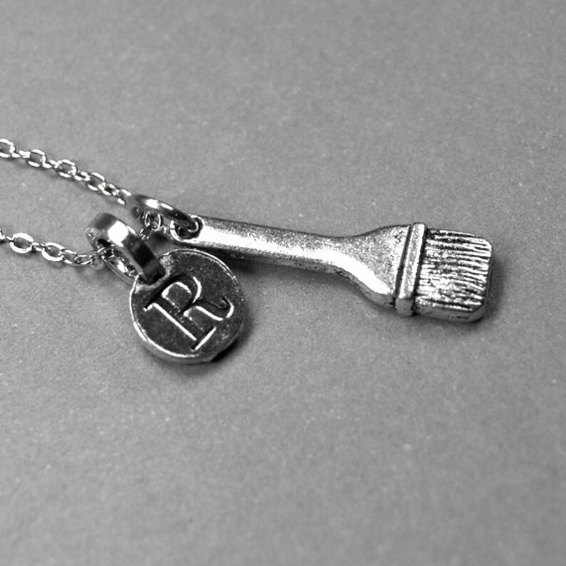 Paint Brush Charm Necklace Silver Plated Pewter Charm Silver Etsy