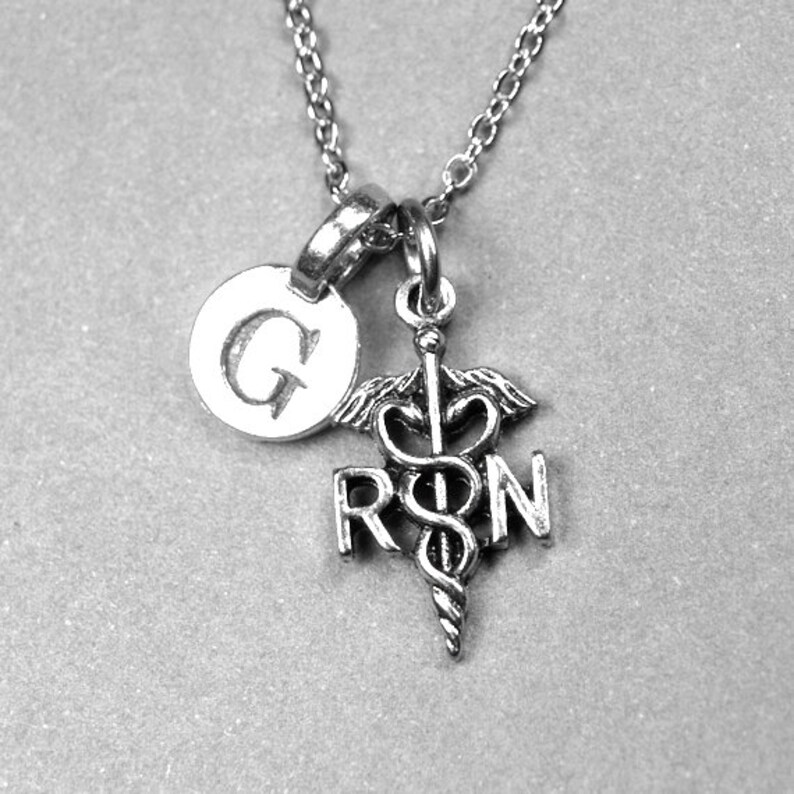 Nurse Necklace Caduceus Symbol Charm Antiqued Silver Plated | Etsy