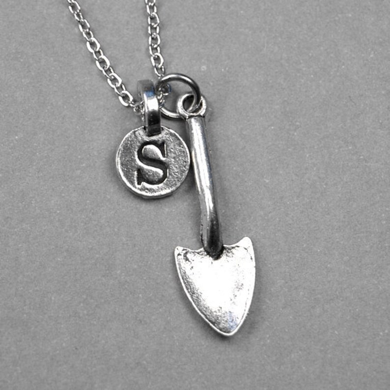 Shovel Necklace Gardener Tool Charm Antiqued Silver Plated Etsy