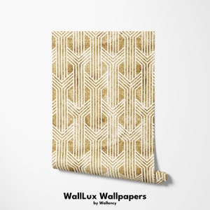 Geometrische Muster Tapete - Vintage Art Deco Tapete, Mid Century Dekor - Abnehmbar und Waschbar - Peel & Stick oder Normales Material