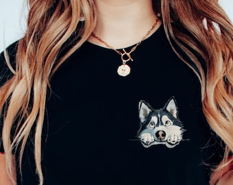 Shirt husky, shirt grappig husky, shirt husky minnaar, husky zak, husky moeder shirt, shirt hond zak, shirt gluren husky shirt husky vader shirt