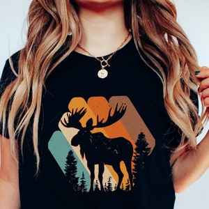 Camiseta de alce, camiseta retrô de alce, camiseta engraçada de alce, amante de alce, camiseta de alce, camiseta de alce, caça de alce, presente de alce, camiseta de acampamento