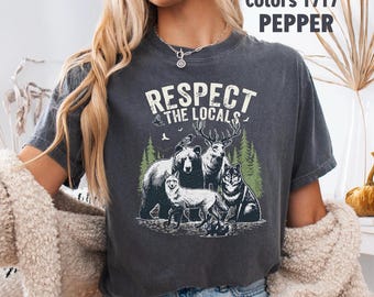 Vilda djur Comfort Colors®-skjorta, djurlivskjorta, friluftsskjorta, respektera lokalbefolkningen-skjorta, skogsdjur-skjorta, natur-t-shirt, räv-t-shirt