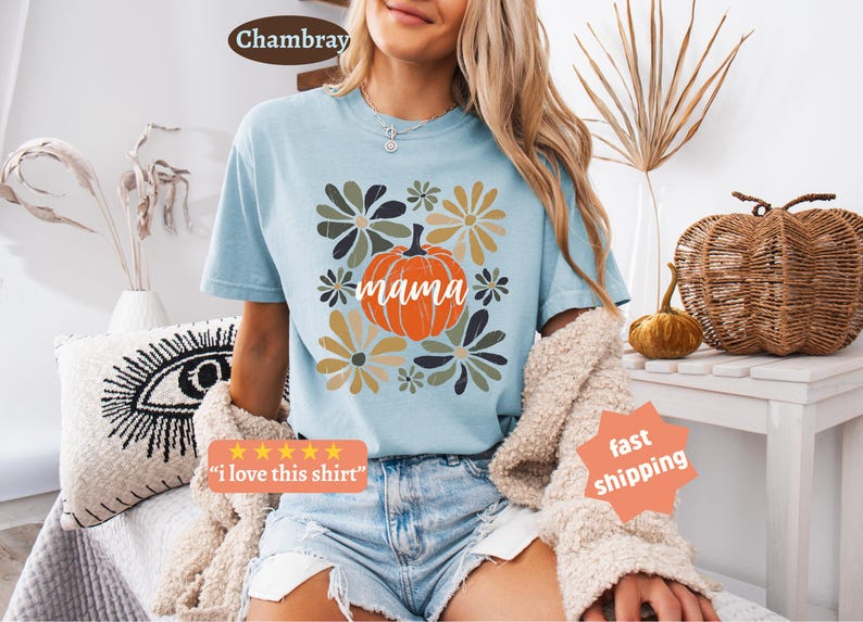 Camiseta Pumpkin Mama, Camiseta Mama, Camiseta de otoño para mujer, Camiseta Boho Pumpkin, Comfort colors®, Camiseta Pumpkin, Camiseta Otoño Mama, Camiseta Boho Mama imagen 10