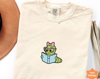 Bookworm Comfort colors® Shirt, Book Lover Shirt, Cute Bookworm Shirt, Book Club Shirt, Gift For Librarian, Librarian Shirt, Gift For Reader