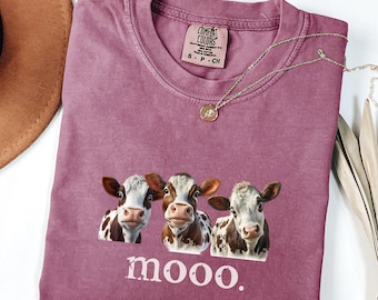 Camisa con estampado de vaca, regalo para granjero, linda camisa de vaca, camisa de vida en la granja, camisa de vaca de las Tierras Altas