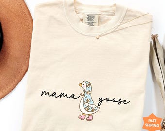 Camiseta Mama Goose Comfort Colors, Camiseta Mama Goose, Regalo para mamá primeriza, Camiseta de embarazo, Camiseta de maternidad, Camiseta Goose Mama, Camiseta Silly Goose