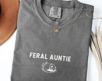 Feral Auntie Comfort colors®-shirt, Feral Tante tshirt, grappig tante shirt, Possum tante shirt, tante cadeau, zwangerschap onthullen, trendy tante shirt