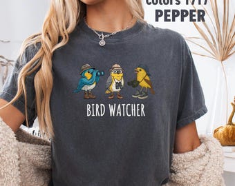 Maglietta Bird Watcher Comfort Colors®, maglietta Bird Nerd, facilmente distratti dagli uccelli, regalo per gli amanti degli uccelli, maglietta per il birdwatching