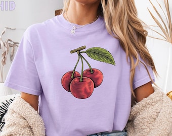 Vintage Cherry Comfort Colors® Shirt, Cherry Shirt, Fruit Shirt, Farmers Market, Fresh Farm Shirt, Cherry Lover Gift, Retro Cherry Shirt