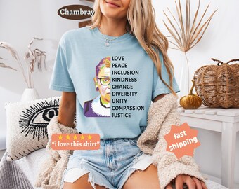 Grafisch T-shirt RBG: Ruth Bader Ginsburg Comfort Colors T-shirt, Empowerment-T-shirt, Gelijkheids-T-shirt, Womens Rights-T-shirt, feministisch cadeau