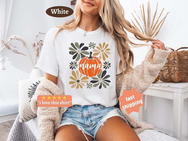 Camiseta Pumpkin Mama, Camiseta Mama, Camiseta de otoño para mujer, Camiseta Boho Pumpkin, Comfort colors®, Camiseta Pumpkin, Camiseta Otoño Mama, Camiseta Boho Mama imagen 18