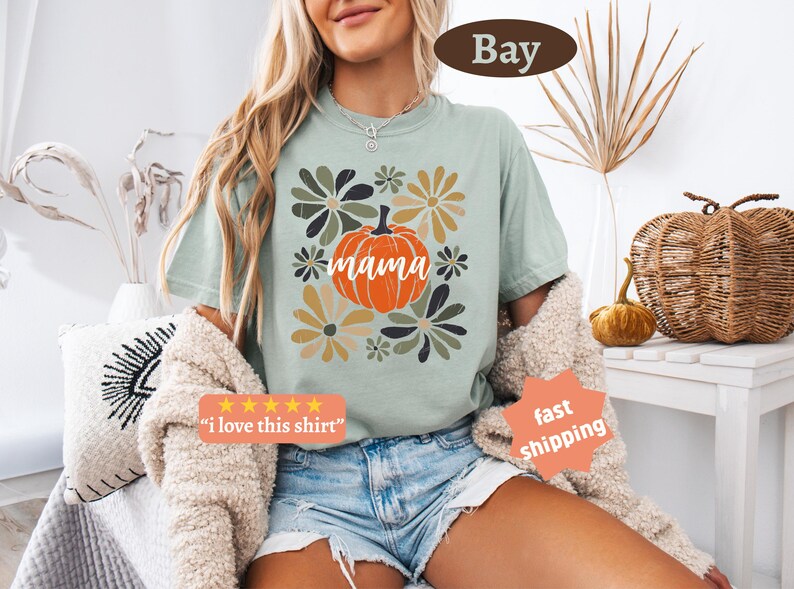 Camiseta Pumpkin Mama, Camiseta Mama, Camiseta de otoño para mujer, Camiseta Boho Pumpkin, Comfort colors®, Camiseta Pumpkin, Camiseta Otoño Mama, Camiseta Boho Mama imagen 6