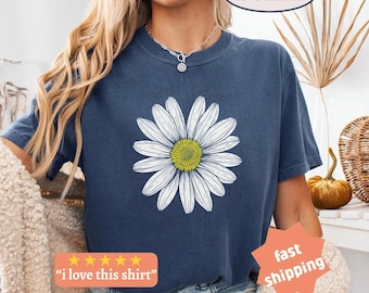 Camisa Daisy, Comfort Colors®, Camisa Wildflower, Camisa Floral Presente, Camisa Floral Mês de Nascimento Camisa Verão Daisy Feminina Camiseta Flor Camiseta Primavera