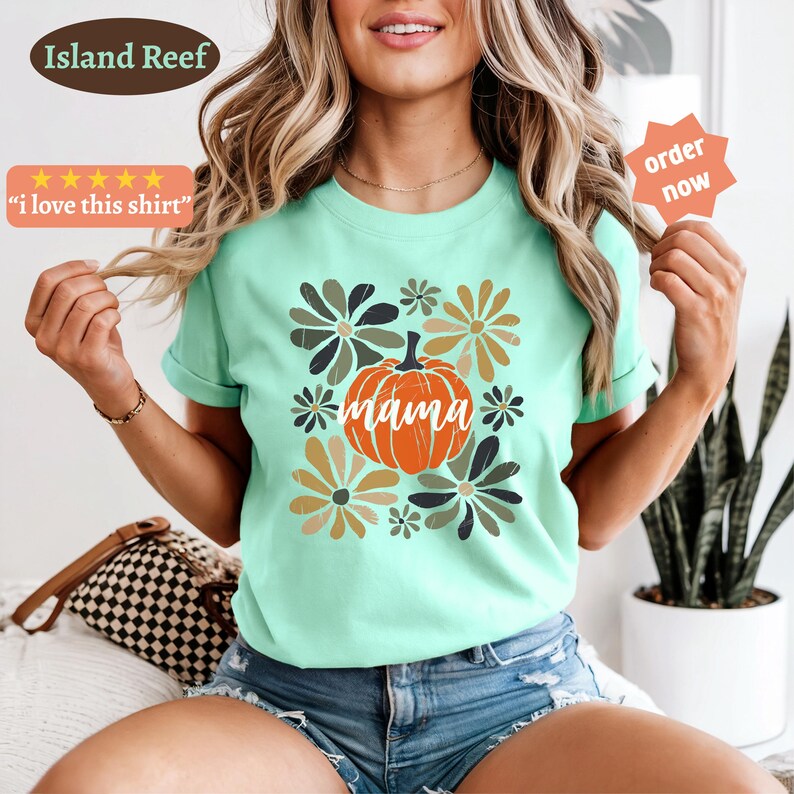Camiseta Pumpkin Mama, Camiseta Mama, Camiseta de otoño para mujer, Camiseta Boho Pumpkin, Comfort colors®, Camiseta Pumpkin, Camiseta Otoño Mama, Camiseta Boho Mama imagen 11