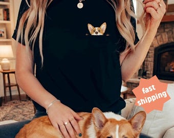 Corgi Shirt, Funny Corgi Shirt, Corgi Lover Shirt, Corgi Pocket, Corgi Mom Shirt, Wiener Dog Shirt, I've Got Friends In Low Places Corgi dad