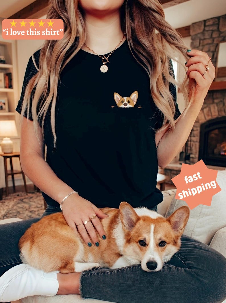 Camiseta Corgi, Camiseta Corgi Divertida, Camiseta para Amantes de los Corgis, Bolsillo Corgi, Camiseta para Mamá Corgi, Camiseta para Perro Salchicha, Papá Corgi con la frase "Tengo Amigos en los Bajos Fondos" imagen 1