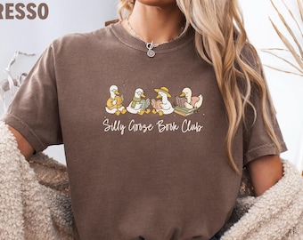 Camisa do Clube do Livro Silly Goose com cores confortáveis, camisa do Clube do Livro Engraçado, camisa do Bookish, camisa do Bookworm, camisa do Book Lover, camisa do Silly Goose, Goose