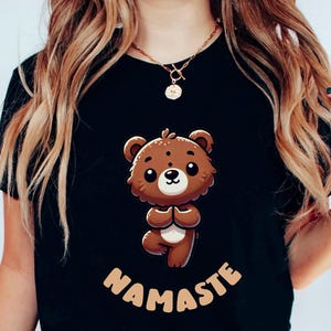 Camisa de yoga, camisa de yoga de oso, camisa amante del yoga, camisa de pensamientos felices, regalo de yoga divertido, camisa de meditación, regalo de clase de yoga, camisas yogui