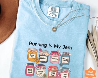 Comfort colors® Running Is My Jam Shirt: Marathon Training Shirt, Funny Marathon Shirt, Gift For Runner