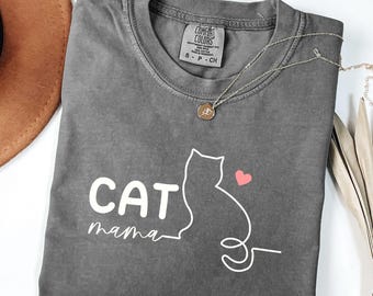 Katze Mama Shirt, Comfort Colors®, Katzenmama Geschenk, Katzenmama Shirt, Katzenliebhaber Shirt, Katzen-Shirt, süßes Katzen-Shirt, Katzenmama tshirt, Muttertagsgeschenk