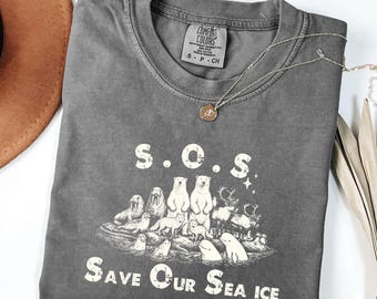 Comfort Colors® Conversation Shirt, Save Our Sea ice, Polar Bear Shirt, Respect the Locals Tee, Nature Lover Gift, Marine Biologist Tee,