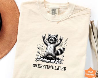 Funny Overstimulated Racoon Comfort Colors Shirt, Racoon Meme Tshirt, Overstimulated Shirt, Sassy Gift for Mom,