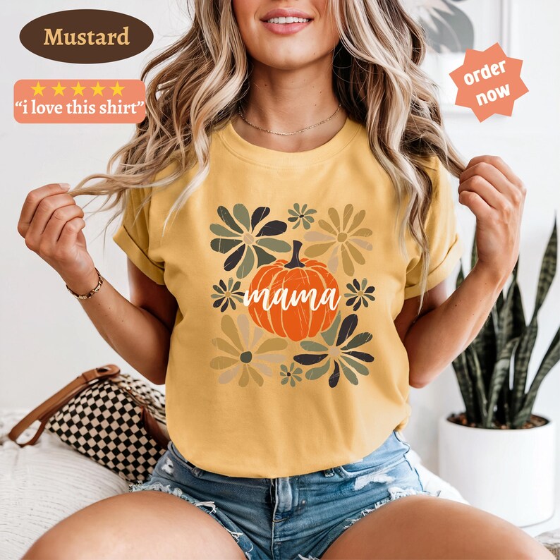 Camiseta Pumpkin Mama, Camiseta Mama, Camiseta de otoño para mujer, Camiseta Boho Pumpkin, Comfort colors®, Camiseta Pumpkin, Camiseta Otoño Mama, Camiseta Boho Mama imagen 14