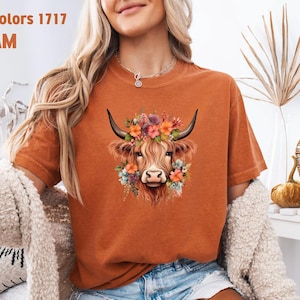 Highland Cow T shirt, Floral Cow Shirt Comfort Colors Cow Shirt Cow Tee Shirt Cattle Shirt Highland Cow Shirt Farm Life Shirt Cute Cow Shirt