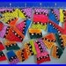 Mosaic Tiles BRIGHT FUNKY DOODLES black red orange yellow green pink purple blue Mosaic Tile