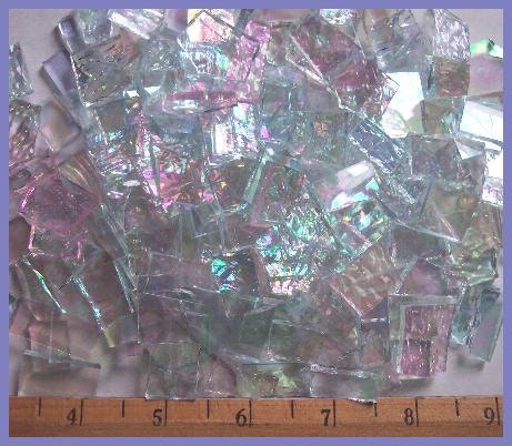 TEXTURED IRRIDESCENT CLEAR 1/2 1" Stained Glass 100 Mosaic Tiles